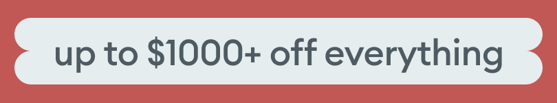 Koala Memorial Day Sale mobile banner reading up to $1000+ off everything on coral background