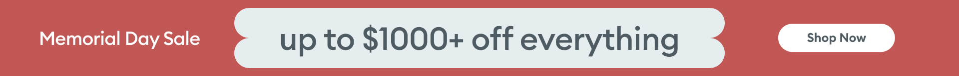Koala Memorial Day Sale halfway banner reading up to $1000+ off everything with Shop Now button