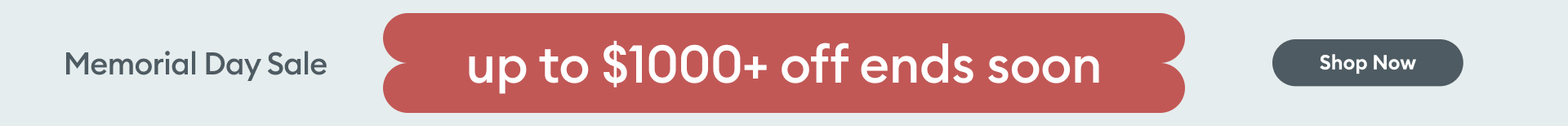 Promotional banner for Memorial Day Sale with text 'up to $1000+ off