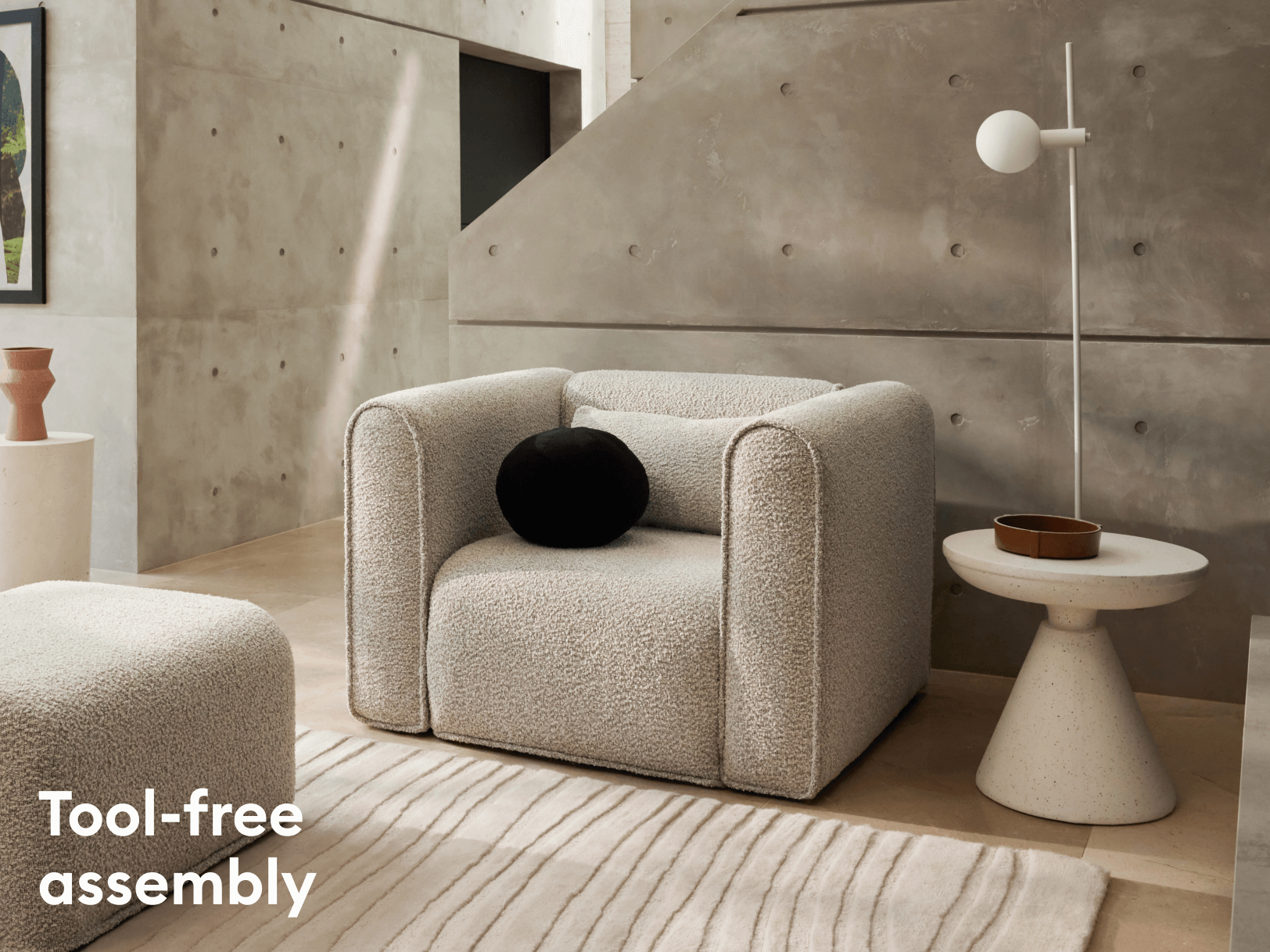 Bangalow Modular Armchair - 1-Seater / Limestone (Luxe)