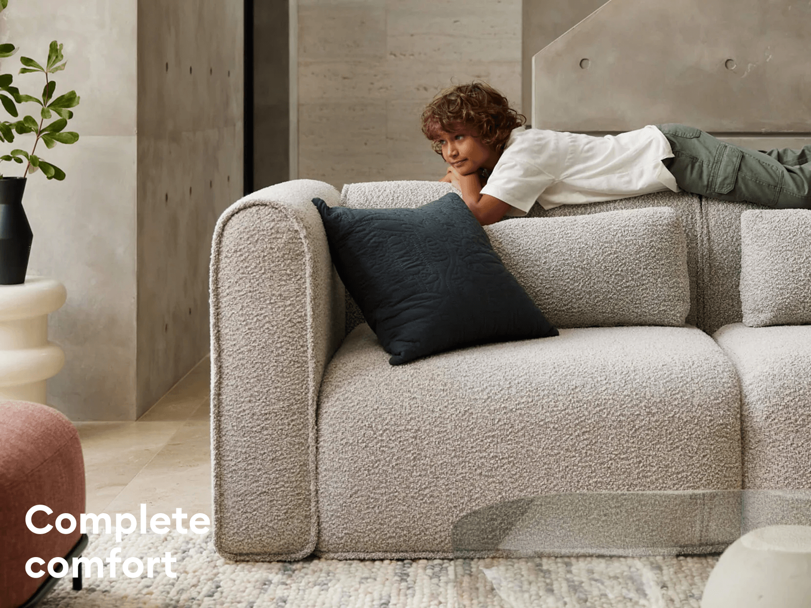 Bangalow Modular Sofa - Corner - 6 Sections / Limestone (Luxe) / Regular