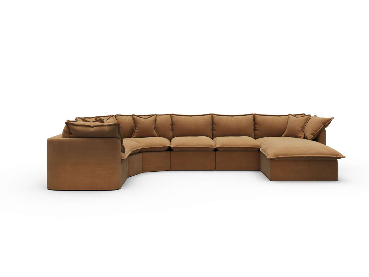 Tamarama Sectional Sofa - Bronzed Aussie / 6 Sections with Chaise / Regular
