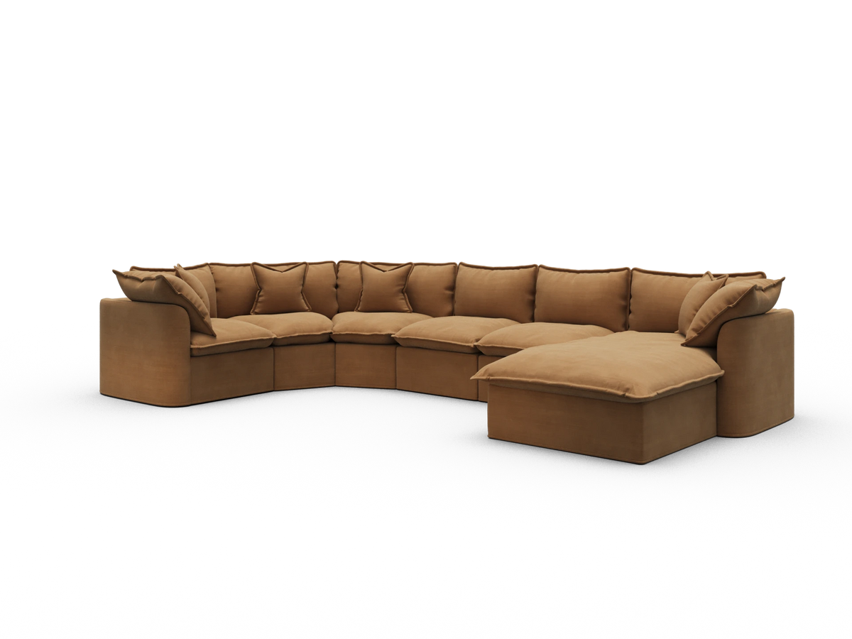Tamarama Sectional Sofa - Bronzed Aussie / 6 Sections with Chaise / Regular