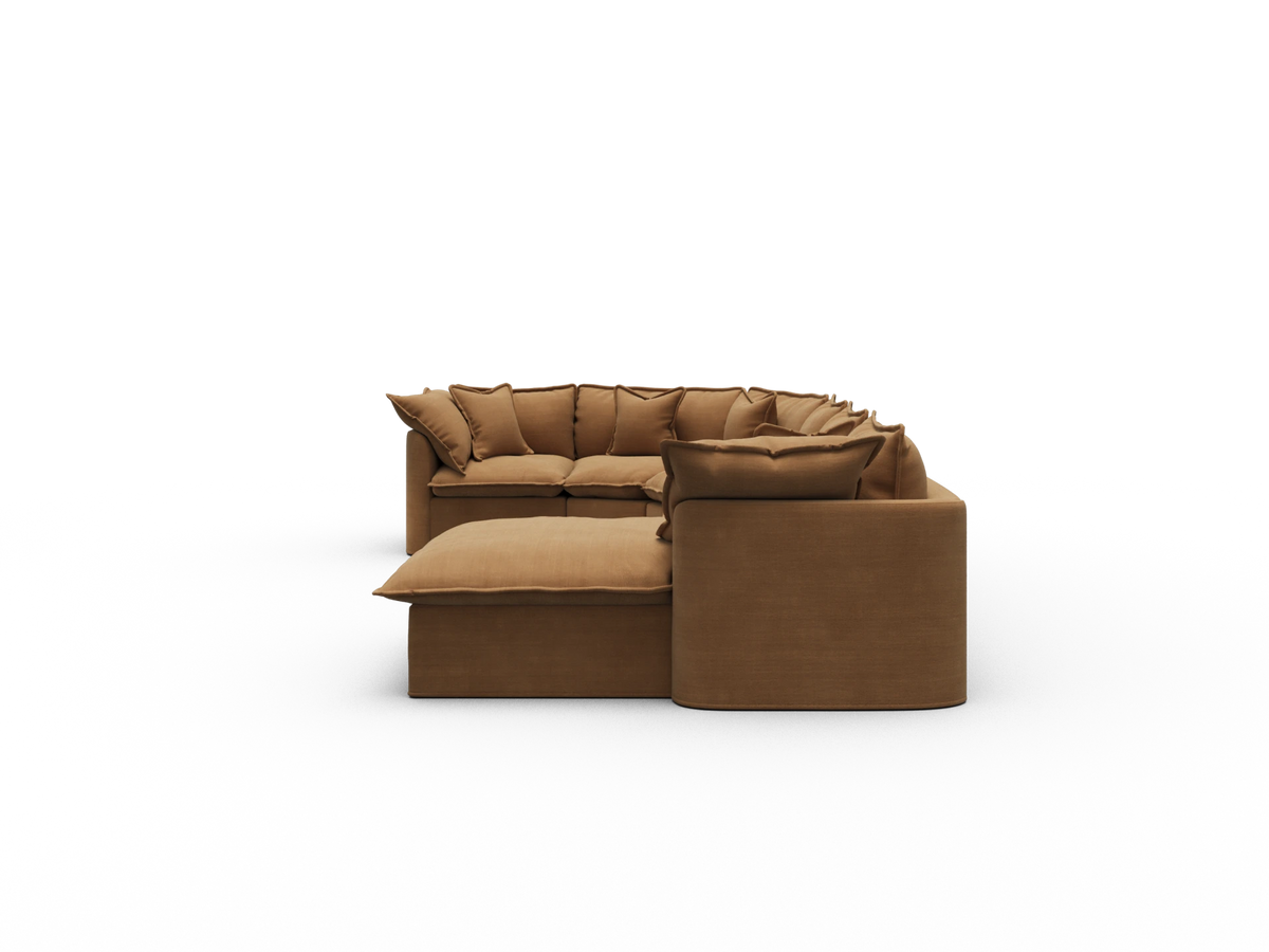 Tamarama Sectional Sofa - Bronzed Aussie / 6 Sections with Chaise / Regular