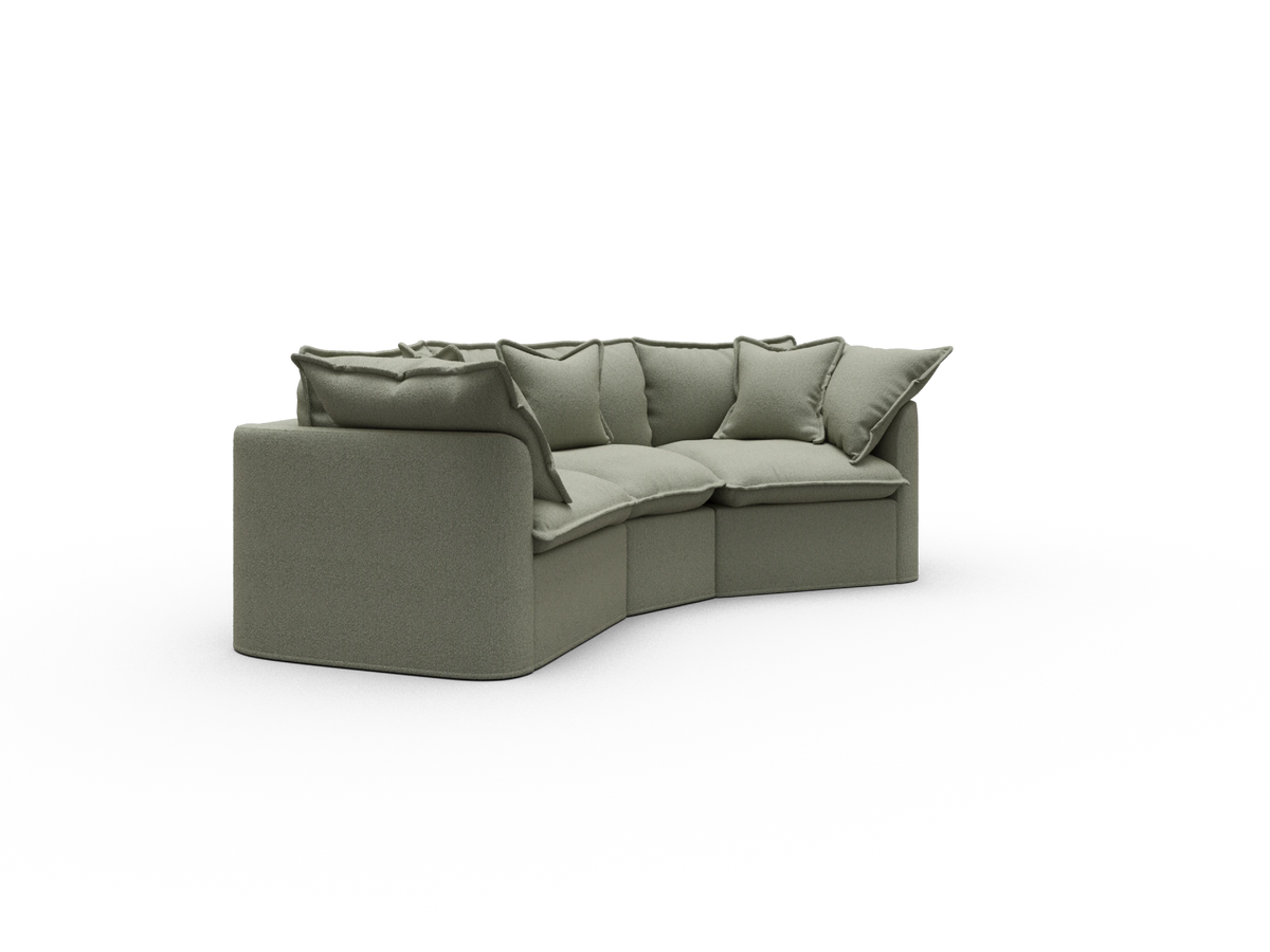 Tamarama Sectional Sofa - Frosty Grass (Luxe) / 3 Sections / Regular