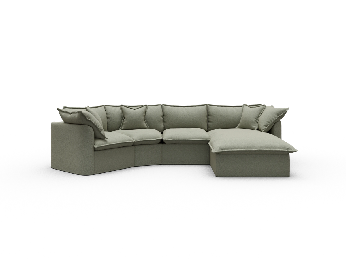 Tamarama Sectional Sofa - Frosty Grass (Luxe) / 4 Sections / Regular