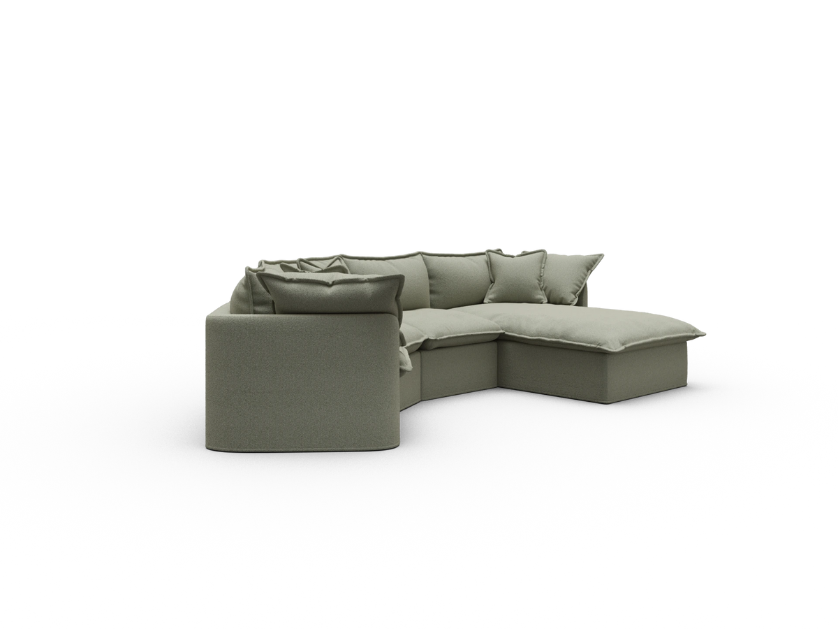 Tamarama Sectional Sofa - Frosty Grass (Luxe) / 4 Sections / Regular