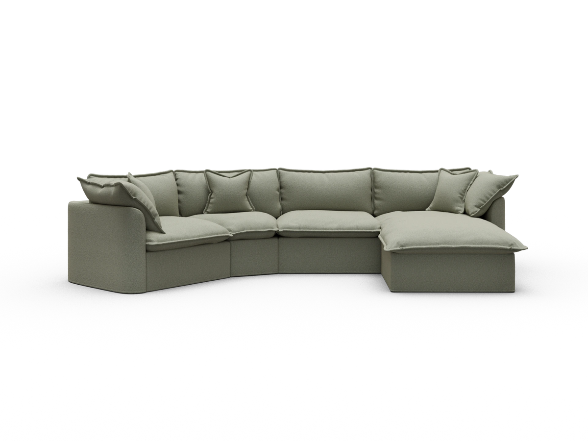 Tamarama Sectional Sofa - Frosty Grass (Luxe) / 4 Sections / Extra Wide