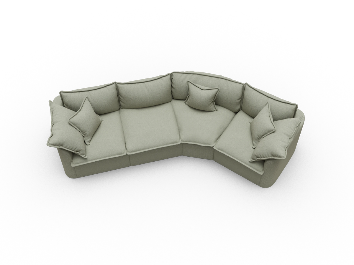 Tamarama Sectional Sofa - Frosty Grass (Luxe) / 4 Sections / Regular