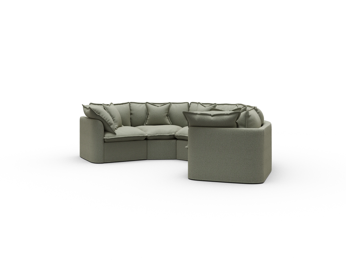 Tamarama Sectional Sofa - Frosty Grass (Luxe) / 5 Sections / Regular