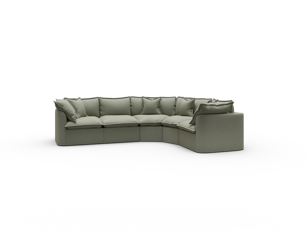 Tamarama Sectional Sofa - Frosty Grass (Luxe) / 5 Sections / Regular