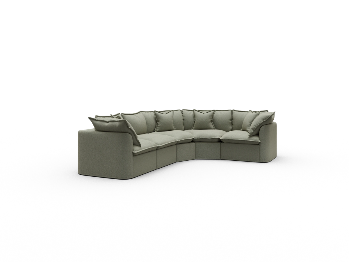 Tamarama Sectional Sofa - Frosty Grass (Luxe) / 5 Sections / Regular