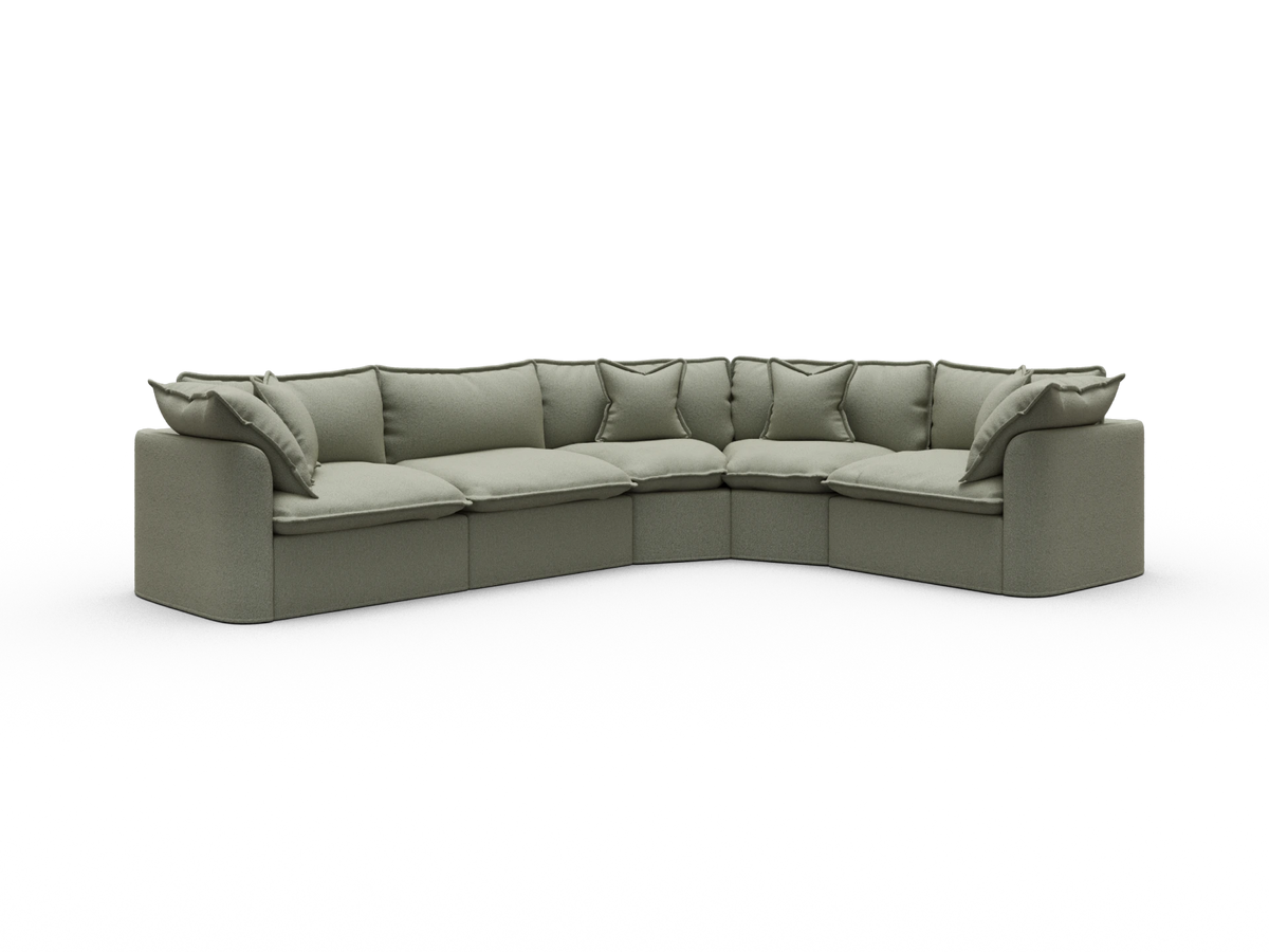 Tamarama Sectional Sofa - Frosty Grass (Luxe) / 5 Sections / Extra Wide