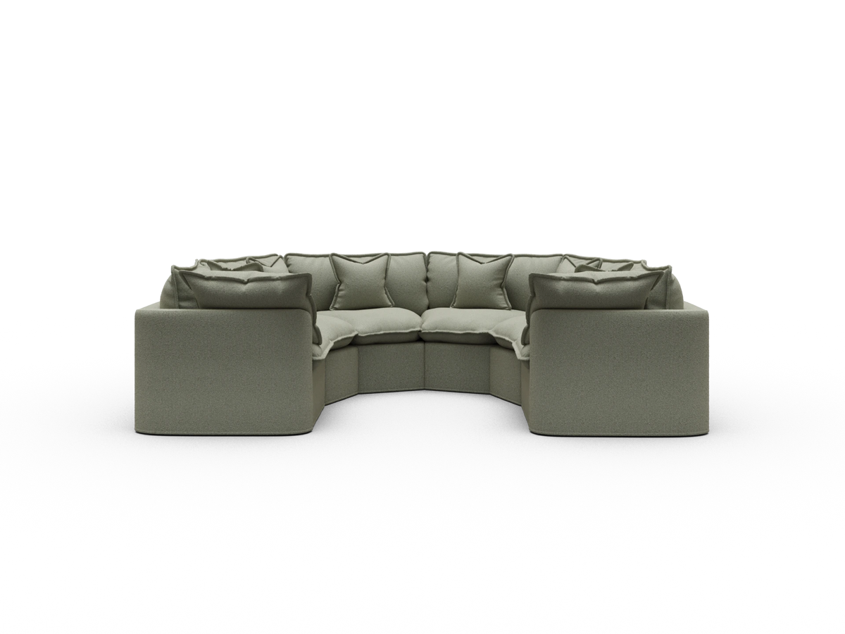 Tamarama Sectional Sofa - Frosty Grass (Luxe) / 6 Sections / Regular