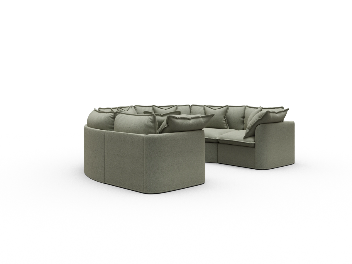 Tamarama Sectional Sofa - Frosty Grass (Luxe) / 6 Sections / Regular