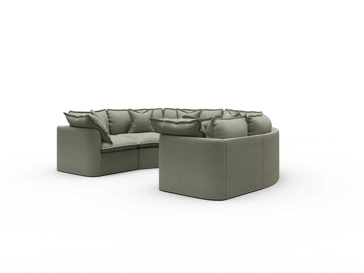 Tamarama Sectional Sofa - Frosty Grass (Luxe) / 6 Sections / Regular