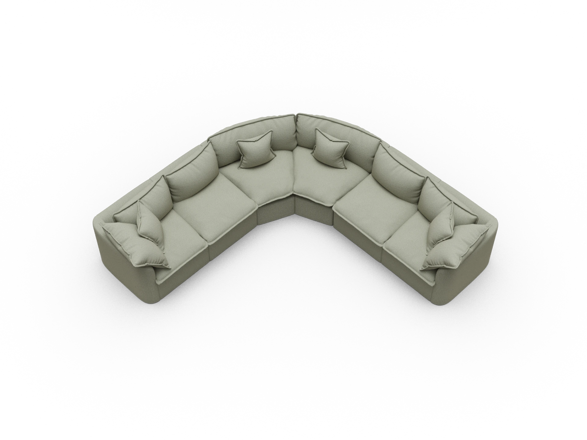 Tamarama Sectional Sofa - Frosty Grass (Luxe) / 6 Sections / Regular
