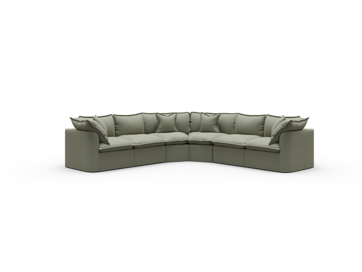 Tamarama Sectional Sofa - Frosty Grass (Luxe) / 6 Sections / Regular