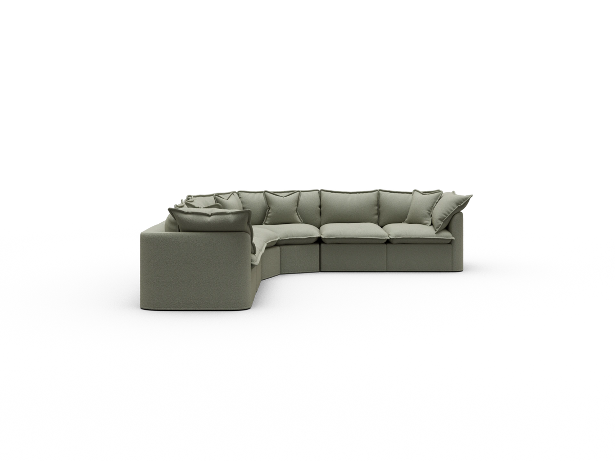 Tamarama Sectional Sofa - Frosty Grass (Luxe) / 6 Sections / Regular