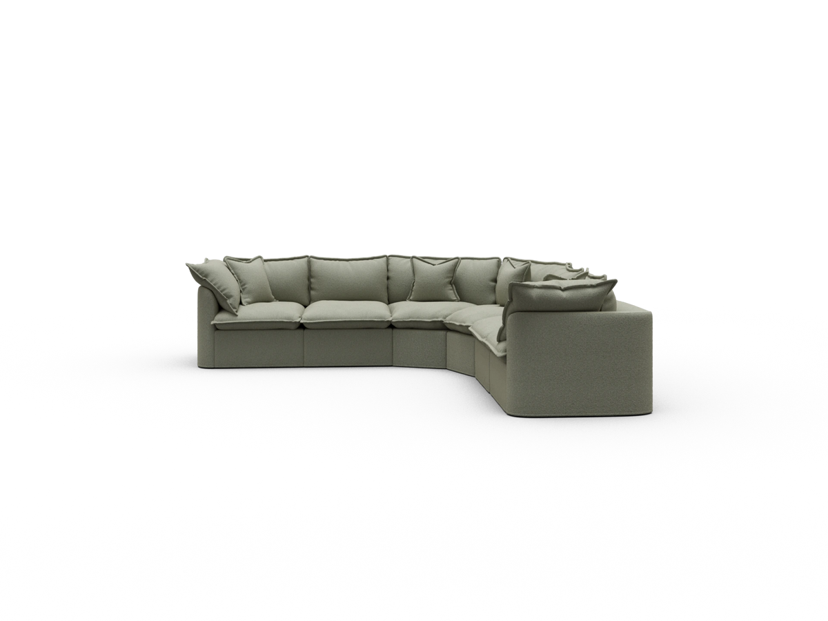 Tamarama Sectional Sofa - Frosty Grass (Luxe) / 6 Sections / Regular