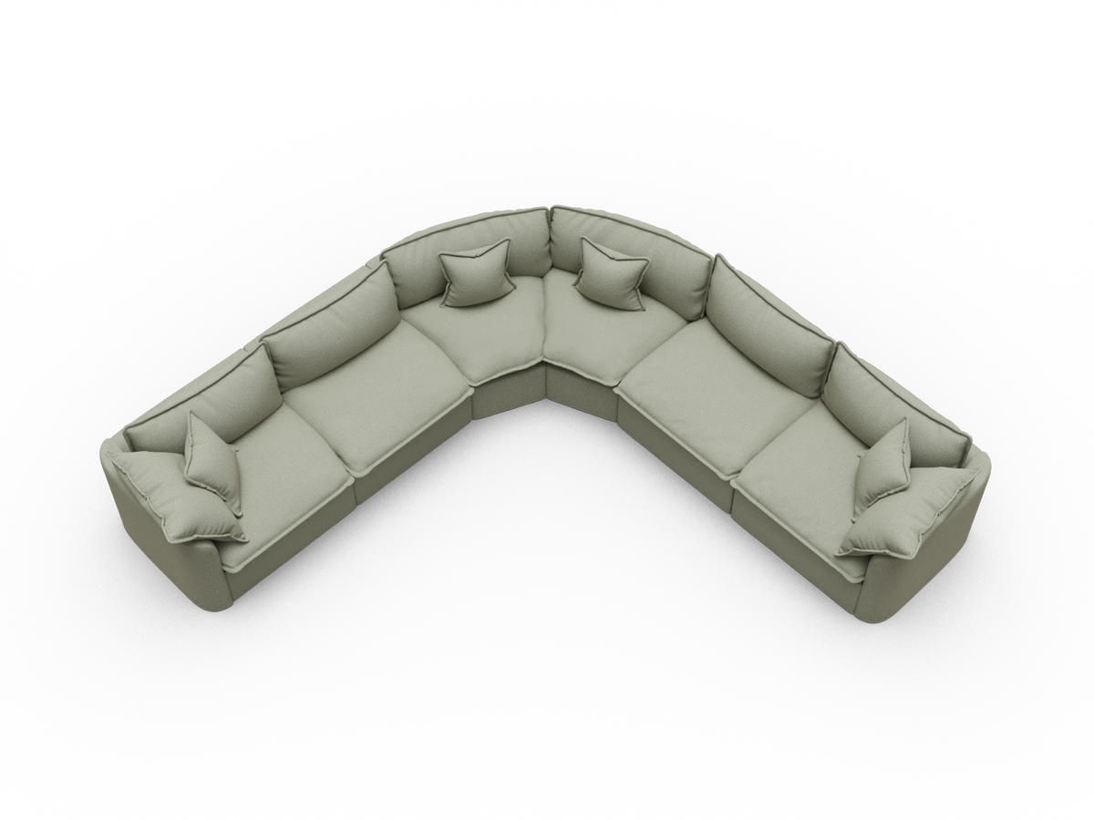 Tamarama Sectional Sofa - Frosty Grass (Luxe) / 6 Sections / Extra Wide