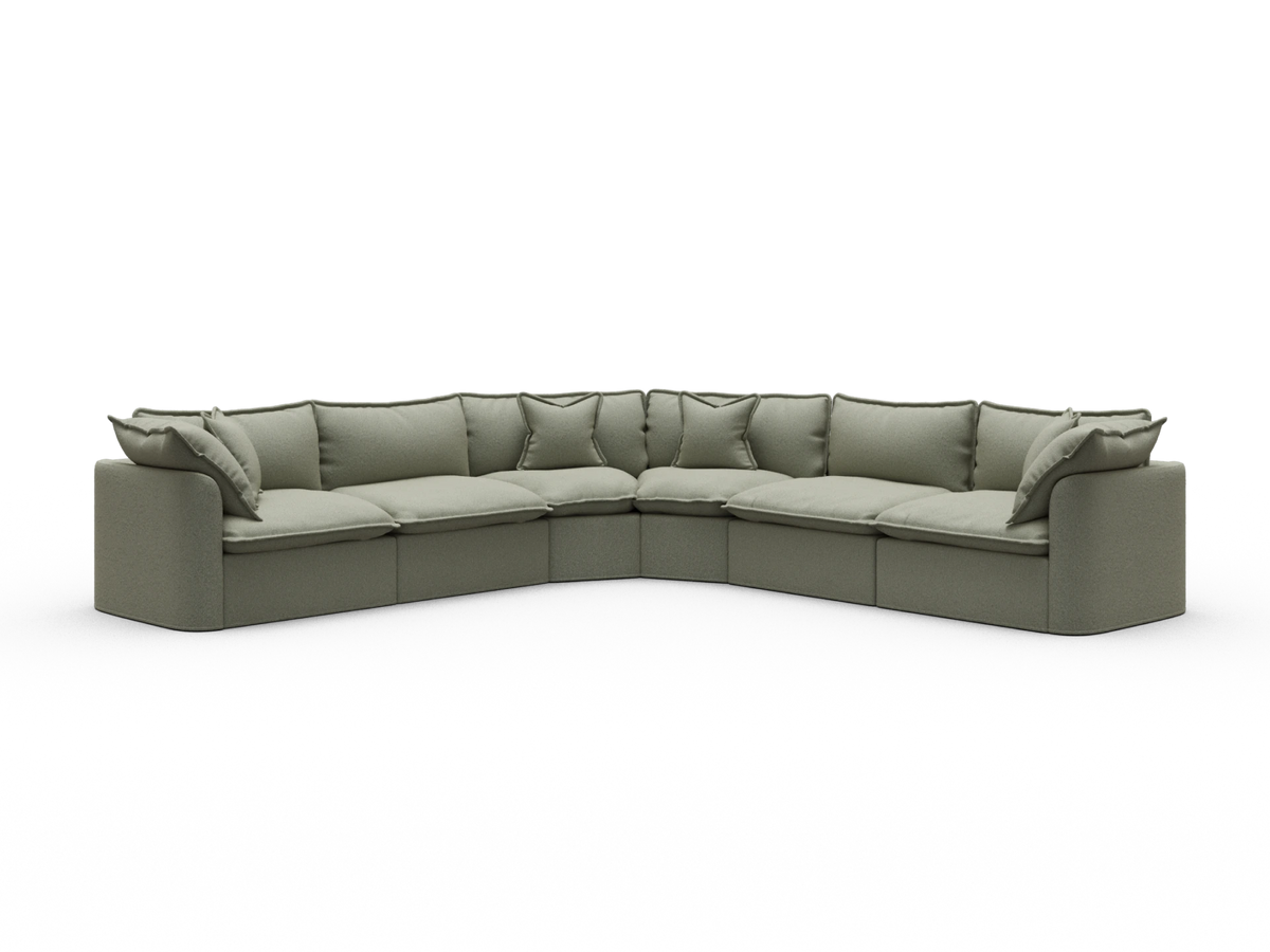 Tamarama Sectional Sofa - Frosty Grass (Luxe) / 6 Sections / Extra Wide