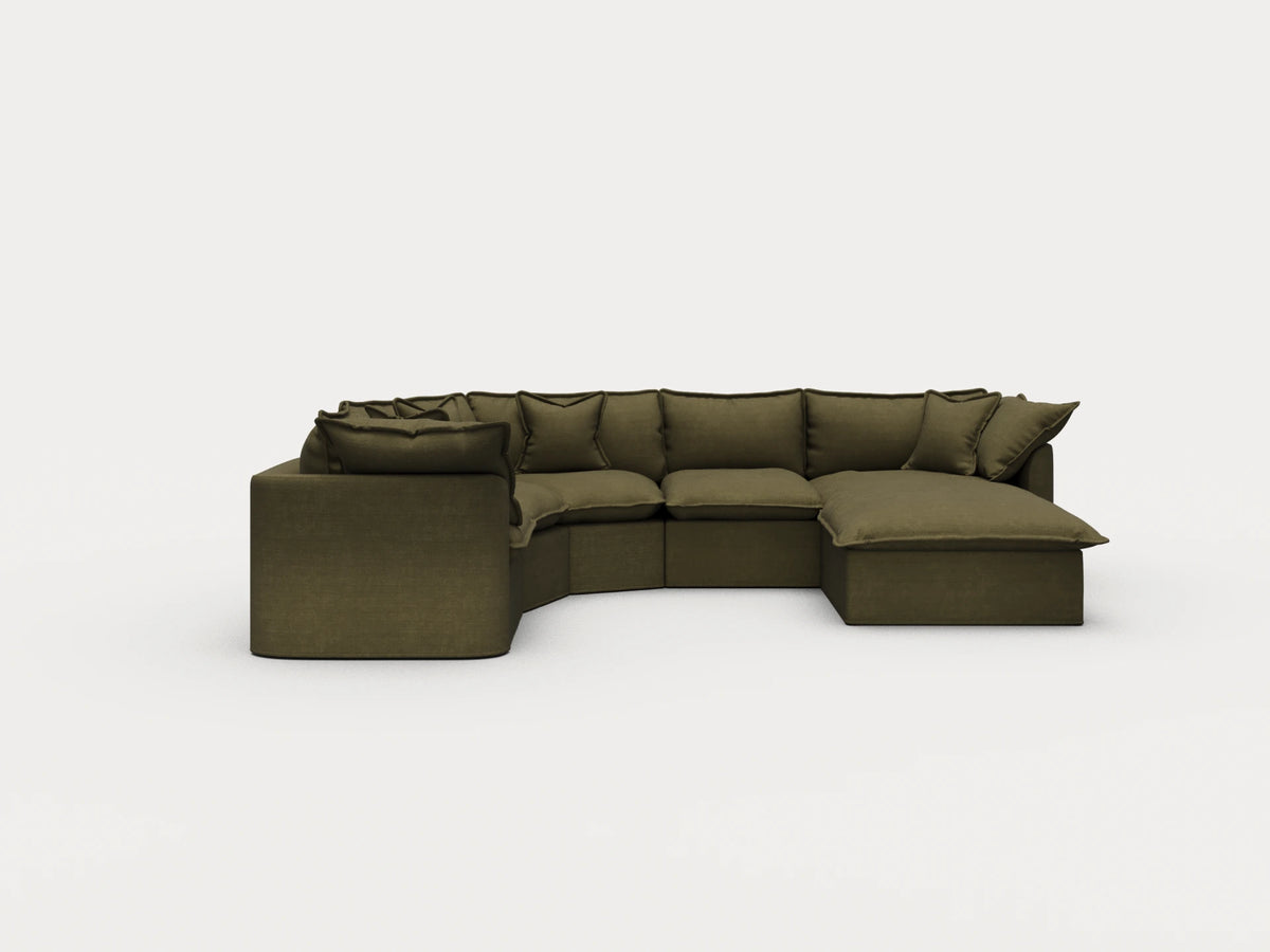 Tamarama Sectional Sofa - Forest Walk / 5 Sections with Chaise / Regular