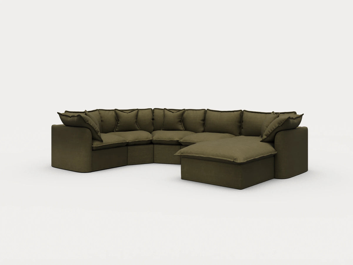 Tamarama Sectional Sofa - Forest Walk / 5 Sections with Chaise / Regular