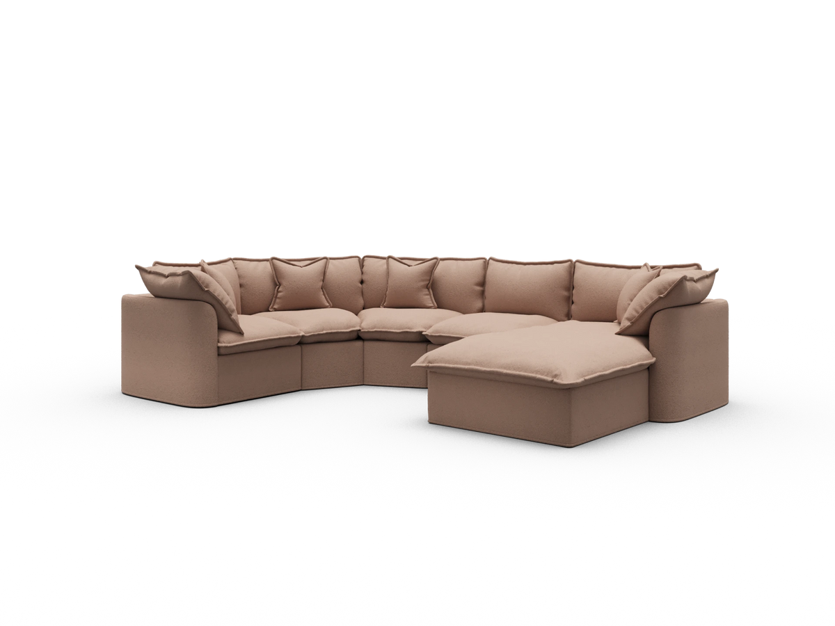 Tamarama Sectional Sofa - Pebble Beach (Luxe) / 5 Sections with Chaise / Regular