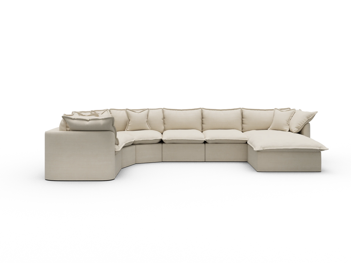 Tamarama Sectional Sofa - Winter Cream / 6 Sections with Chaise / Regular