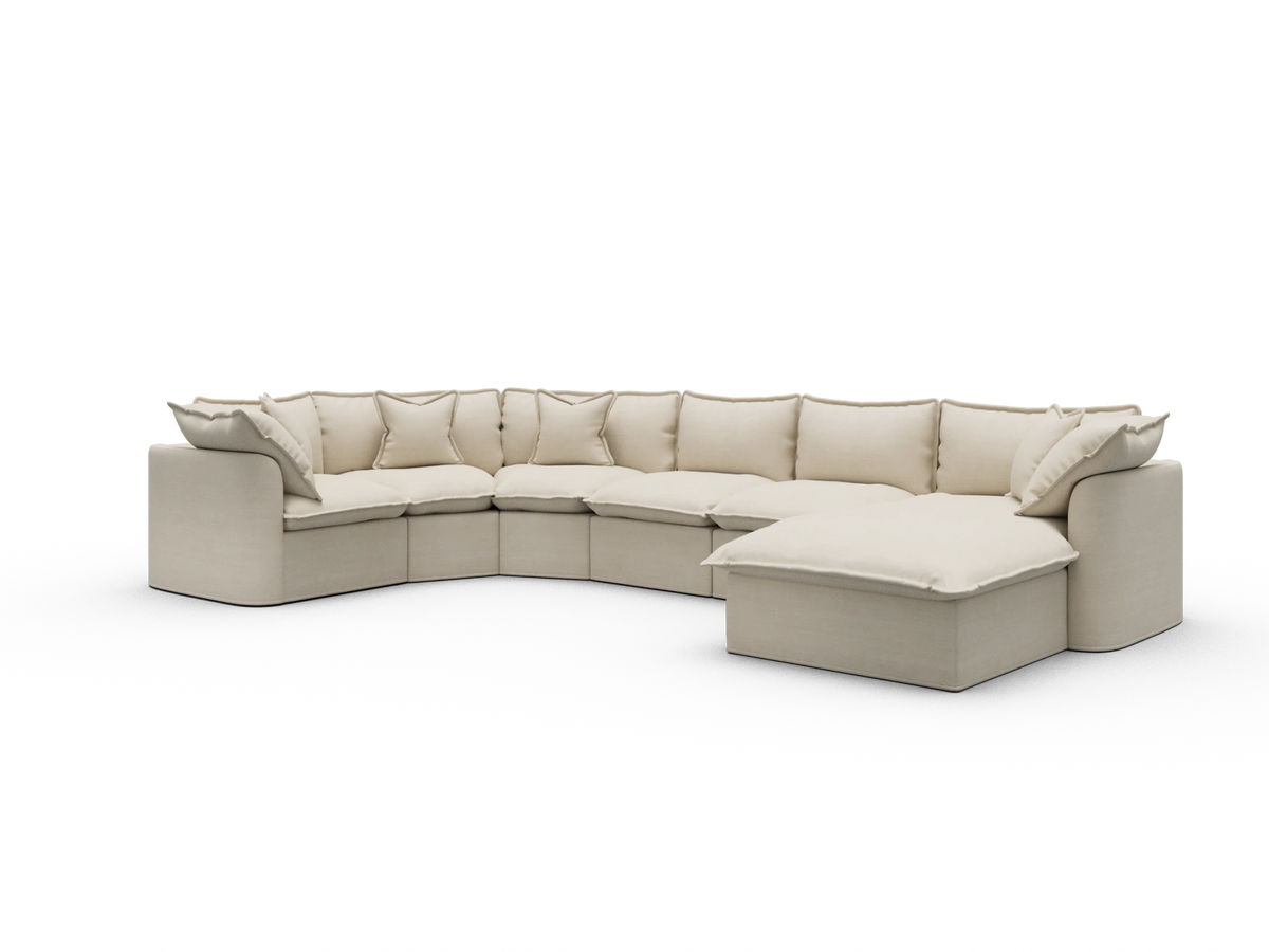 Tamarama Sectional Sofa - Winter Cream / 6 Sections with Chaise / Regular