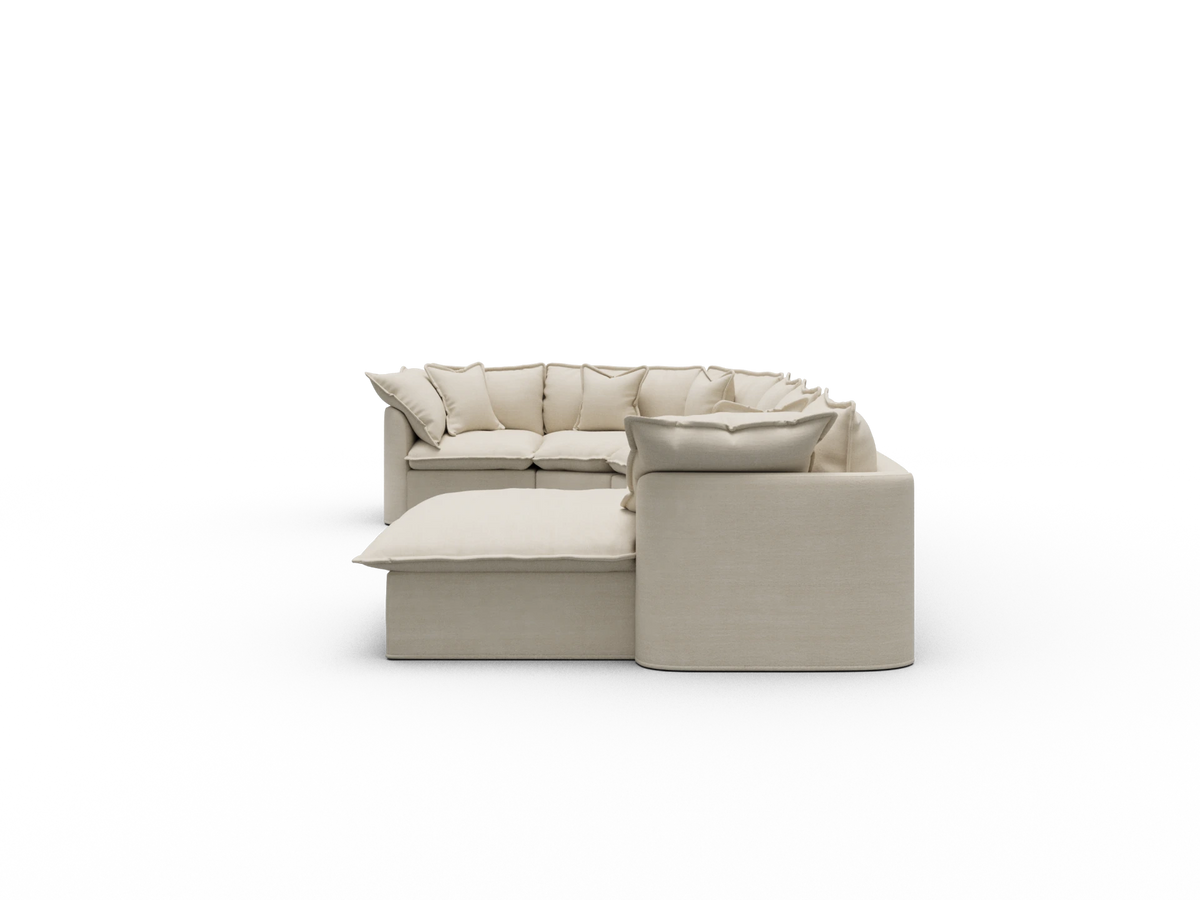 Tamarama Sectional Sofa - Winter Cream / 6 Sections with Chaise / Regular