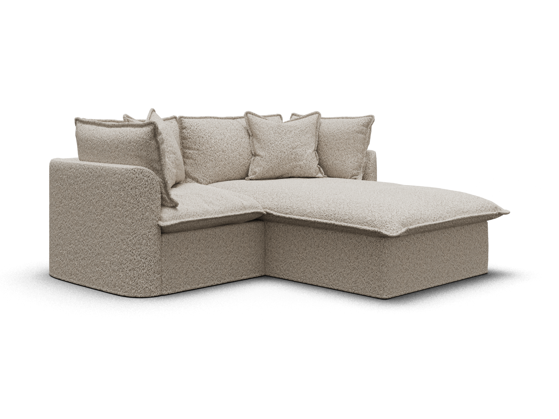 Koala Tamarama 2-section modular sofa with chaise in Aussie Latte, regular, studio shot on white