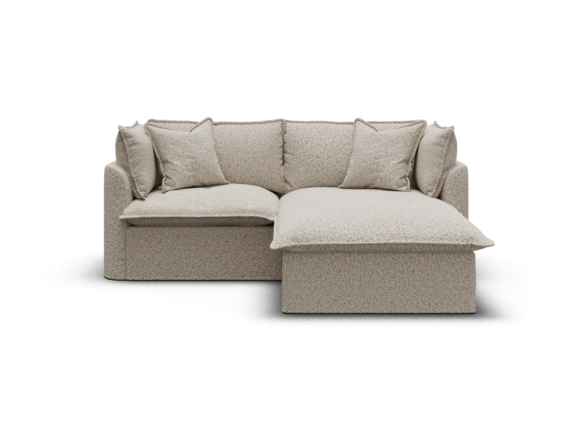 Koala Tamarama 2-section modular sofa with chaise in Aussie Latte, extra-wide, studio shot on white