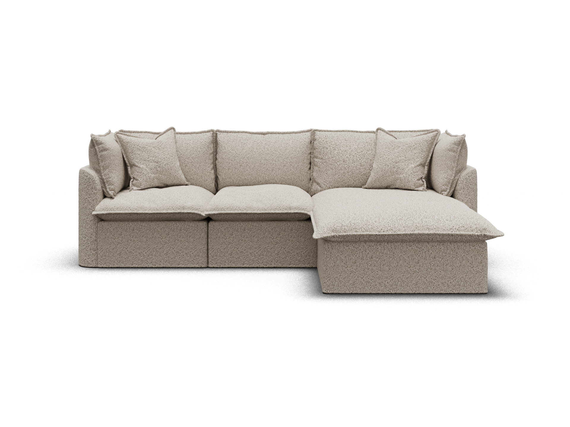 Koala Tamarama 3-section modular sofa with chaise in Aussie Latte, regular, studio shot on white