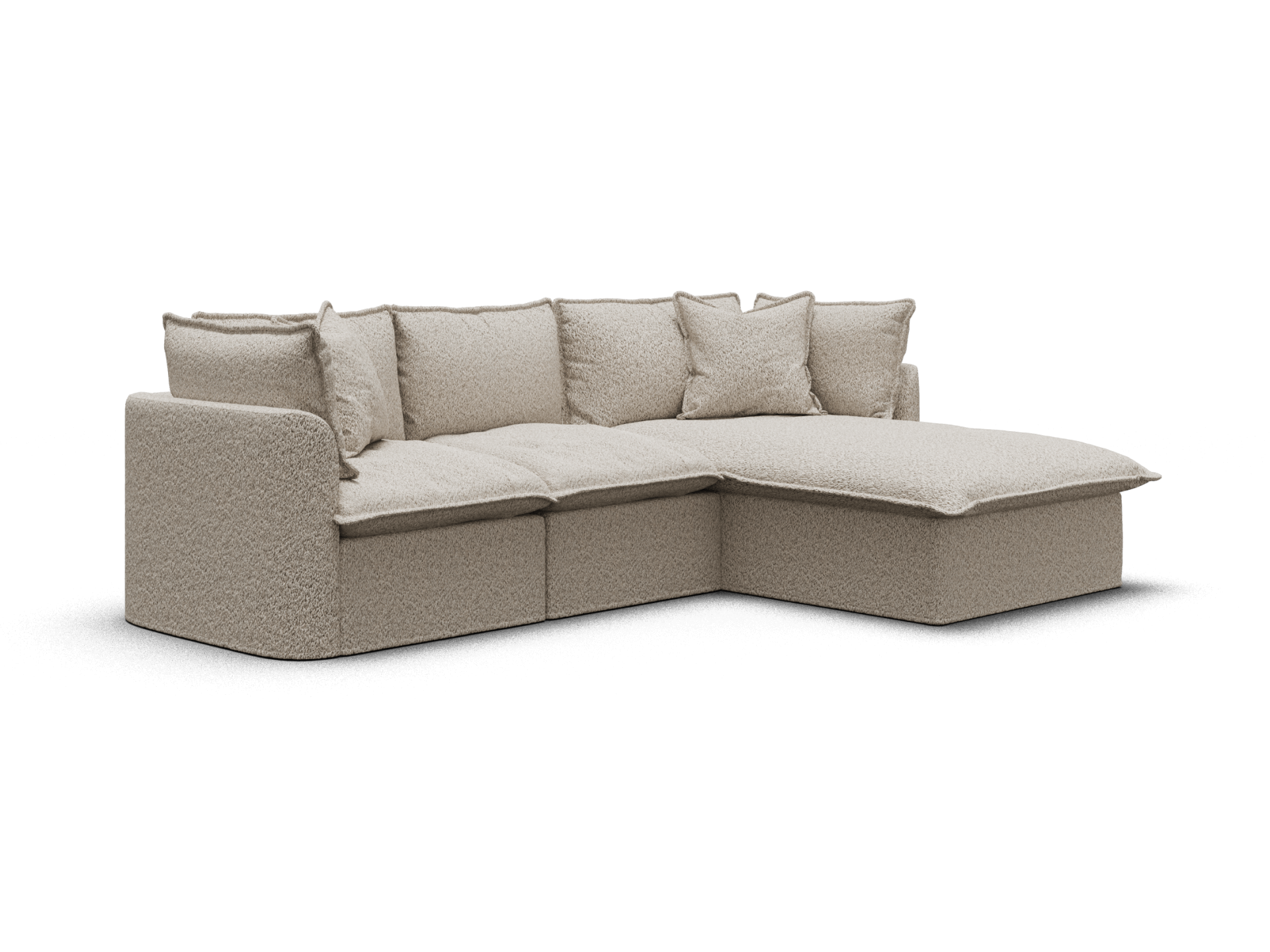 Koala Tamarama 3-section modular sofa with chaise in Aussie Latte, regular, studio shot on white