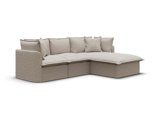 Koala Tamarama 3-section modular sofa with chaise in Aussie Latte, regular, studio shot on white