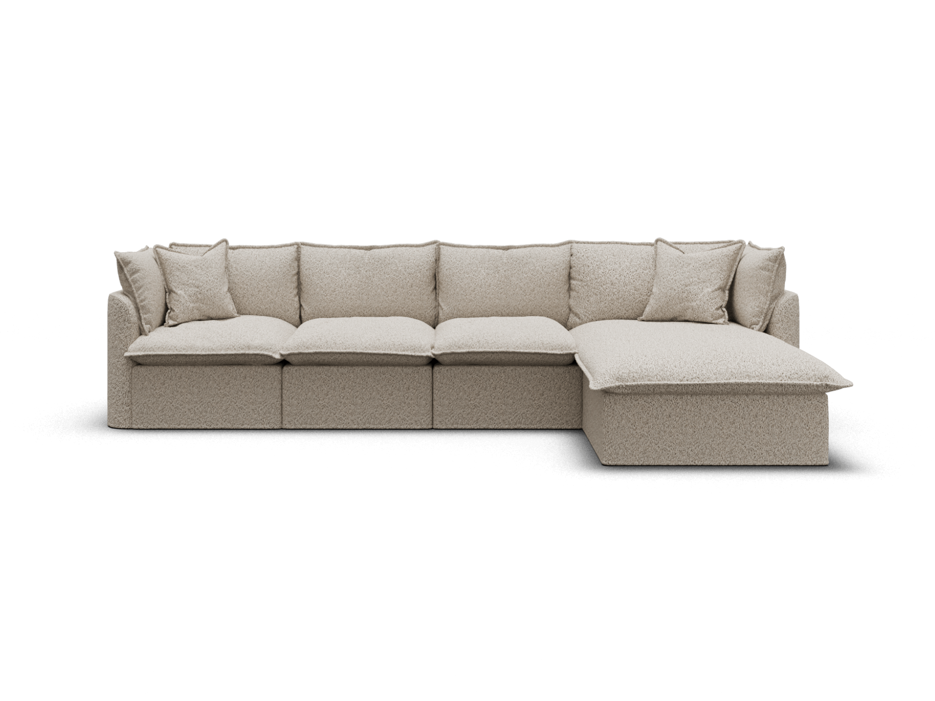 Koala Tamarama 4-section modular sofa with chaise in Aussie Latte, regular, studio shot on white