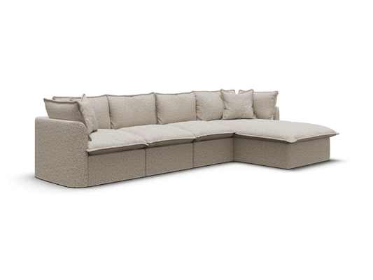 Koala Tamarama 4-section modular sofa with chaise in Aussie Latte, regular, studio shot on white