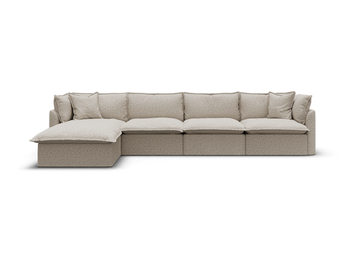 Koala Tamarama 4-section modular sofa with chaise in Aussie Latte, extra-wide, studio shot on white