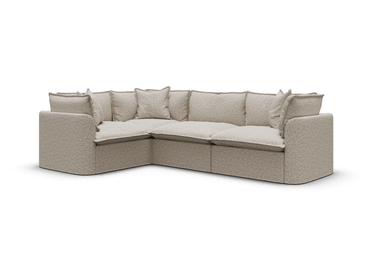 Koala Tamarama 4-section L-shape sectional in Aussie Latte, extra-wide, studio shot on white