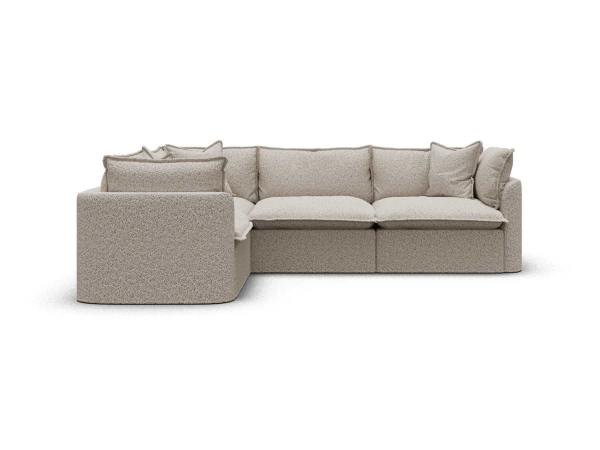 Koala Tamarama 4-section L-shape sectional in Aussie Latte, extra-wide, studio shot on white