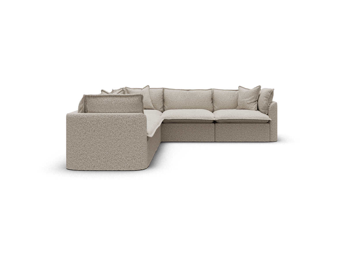 Koala Tamarama 5-section L-shape sectional in Aussie Latte, extra-wide, studio shot on white