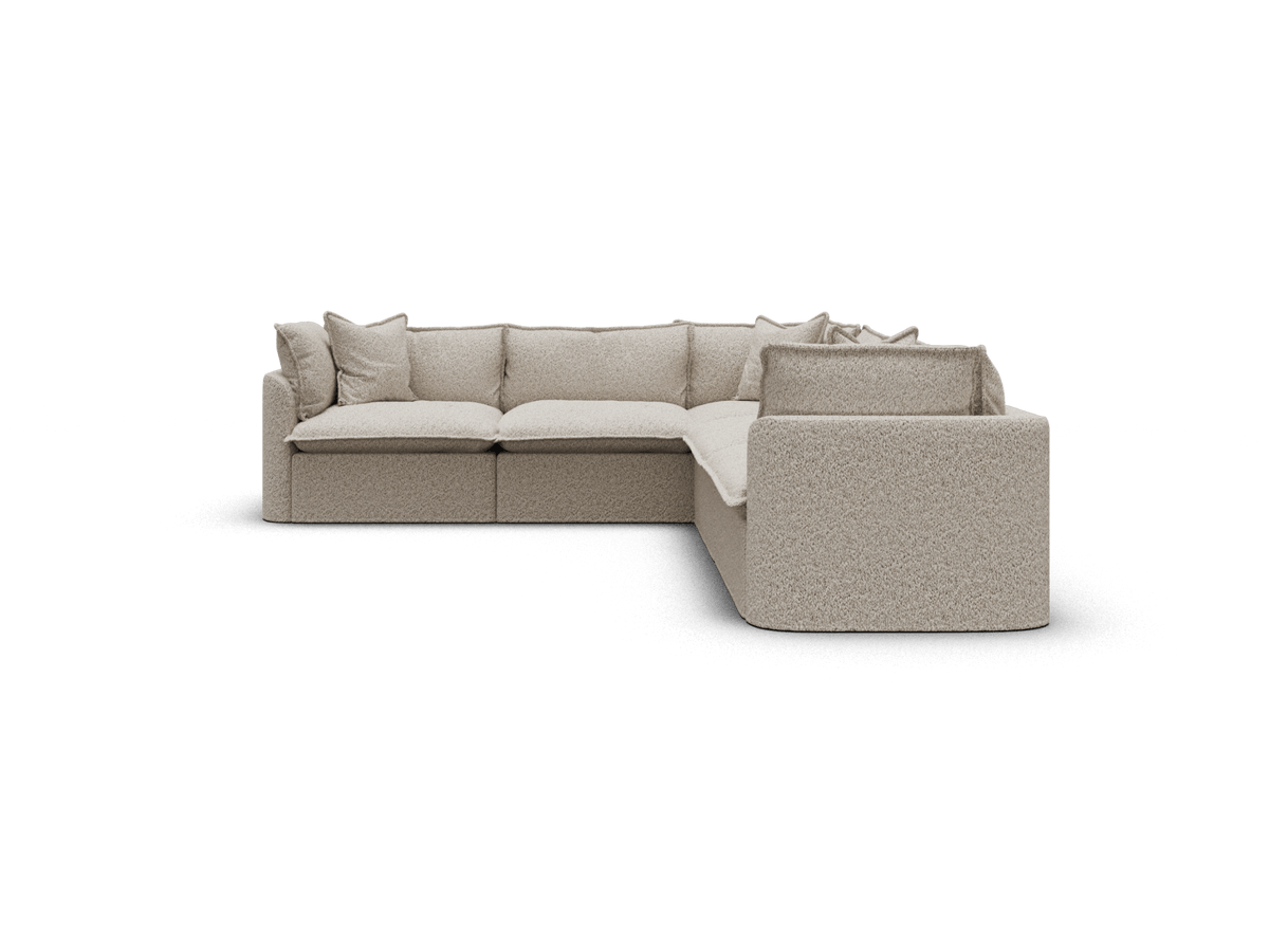 Koala Tamarama 5-section L-shape sectional in Aussie Latte, extra-wide, studio shot on white