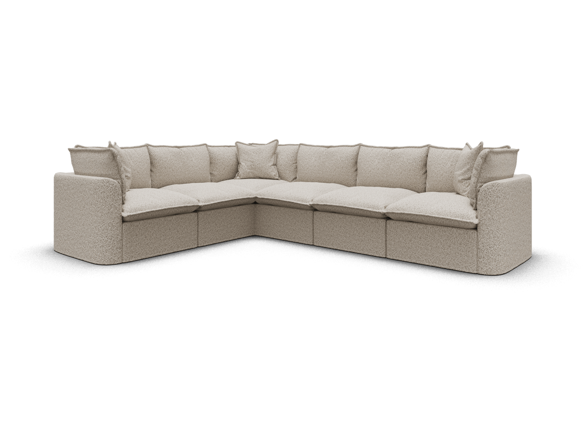 Koala Tamarama 6-section L-shape sectional in Aussie Latte, regular, studio shot on white