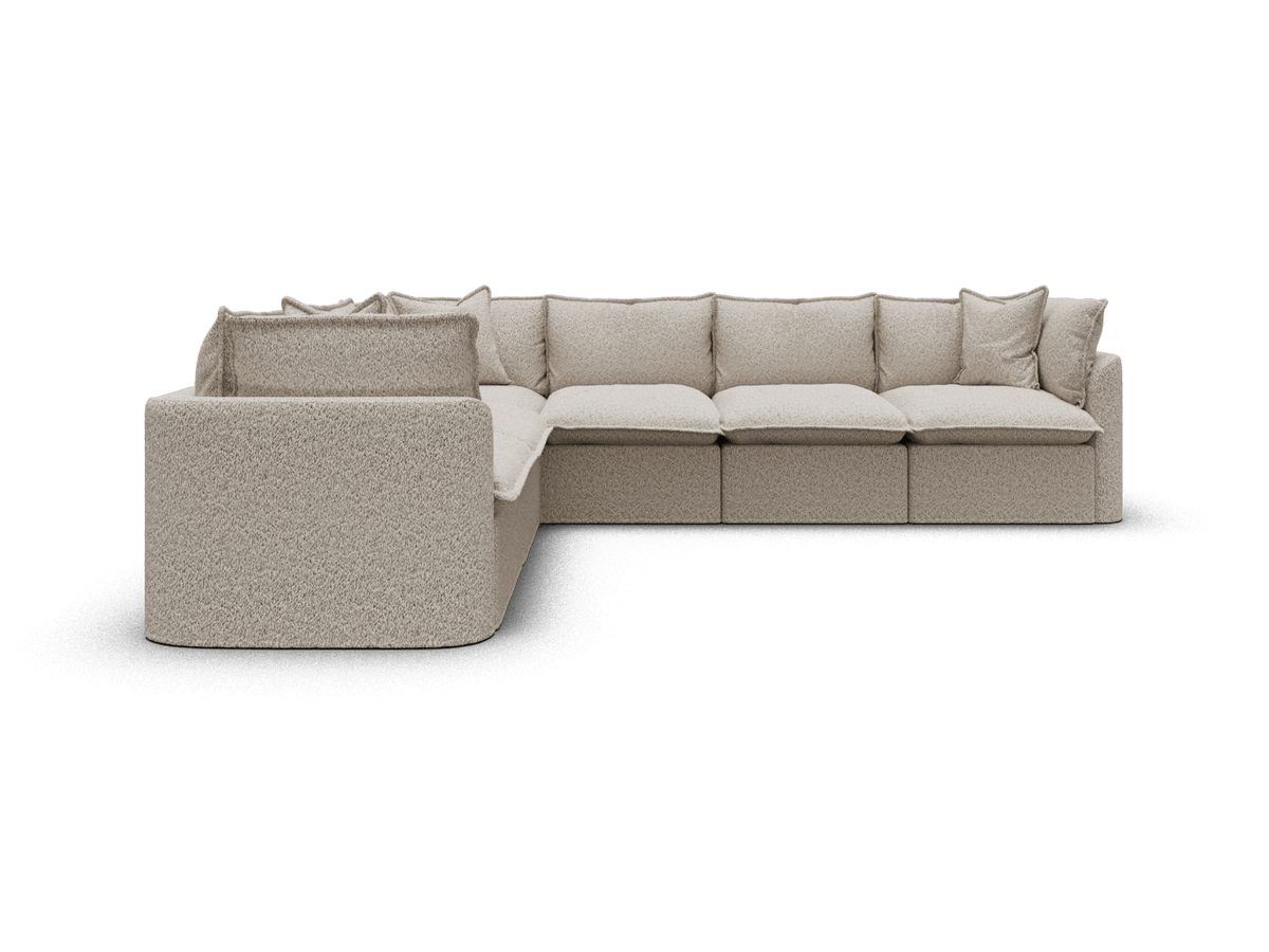 Koala Tamarama 6-section L-shape sectional in Aussie Latte, regular, studio shot on white