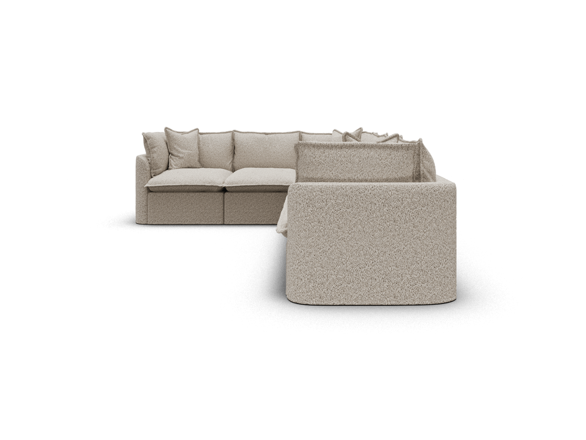 Koala Tamarama 6-section L-shape sectional in Aussie Latte, regular, studio shot on white
