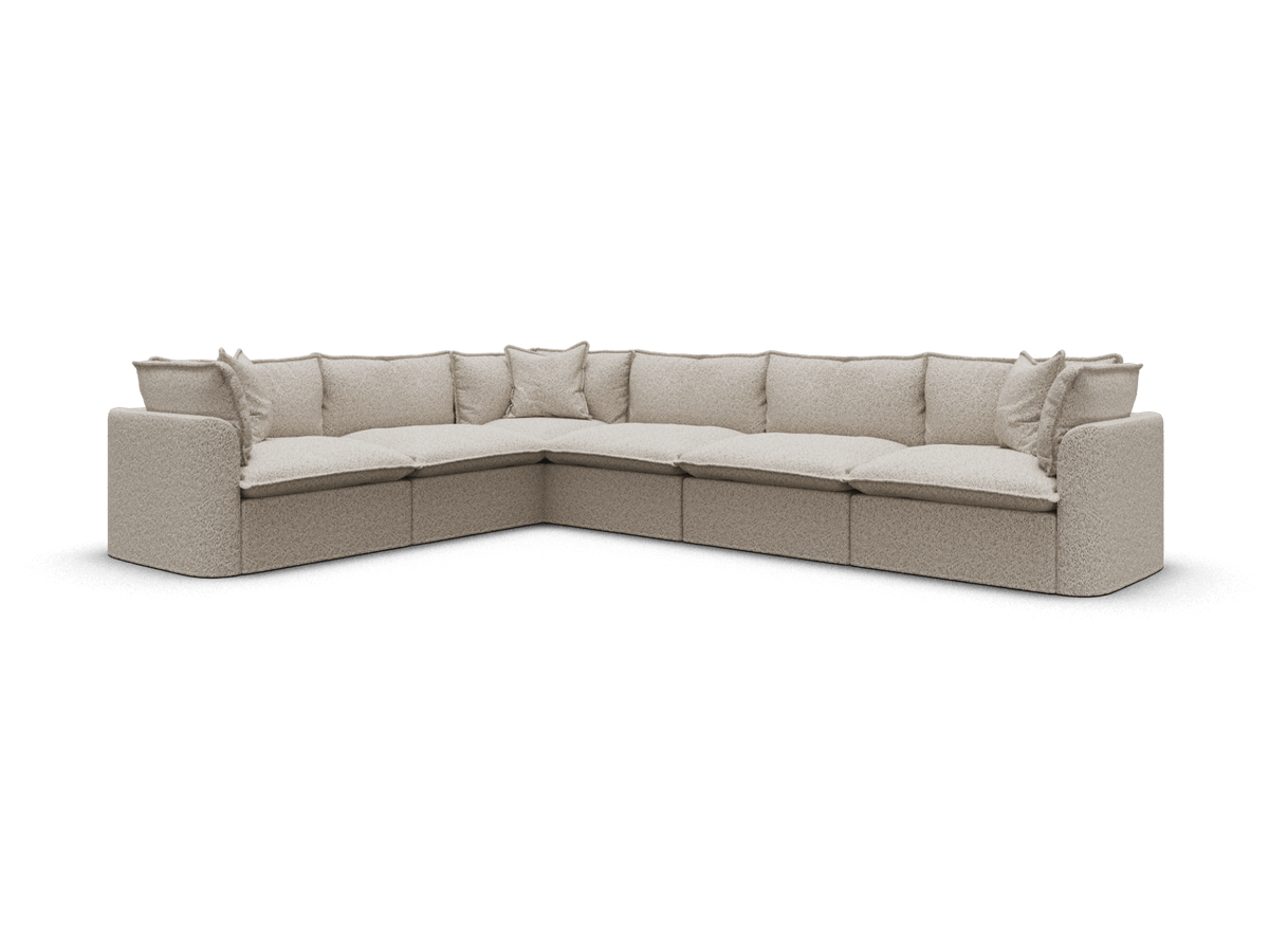 Koala Tamarama 6-section L-shape sectional in Aussie Latte, extra-wide, studio shot on white