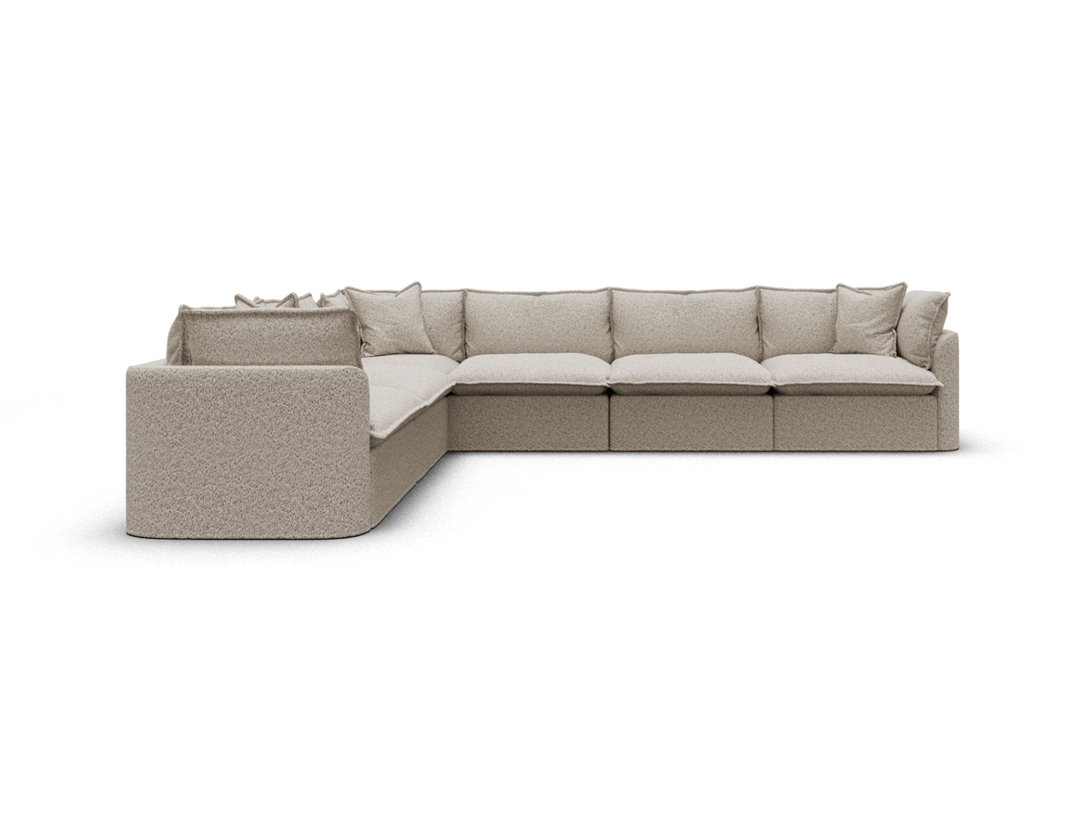 Koala Tamarama 6-section L-shape sectional in Aussie Latte, extra-wide, studio shot on white