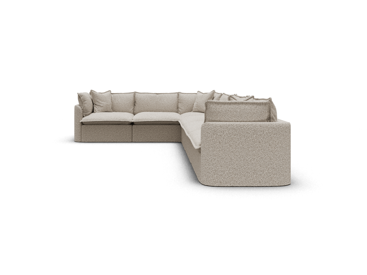 Koala Tamarama 6-section L-shape sectional in Aussie Latte, extra-wide, studio shot on white